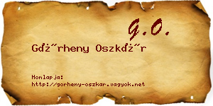 Görheny Oszkár névjegykártya